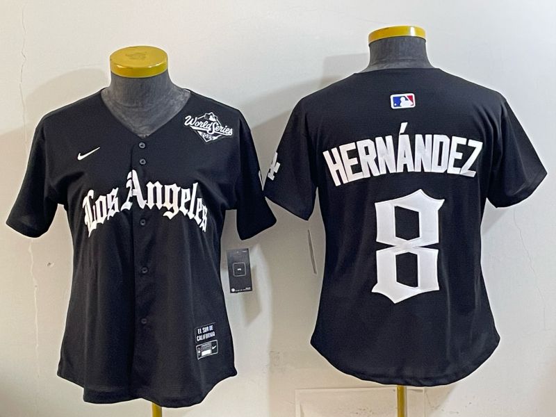 Youth Los Angeles Dodgers #8 Hernandez Black 5th Jointly Name 2026 Nike MLB Jersey style 07